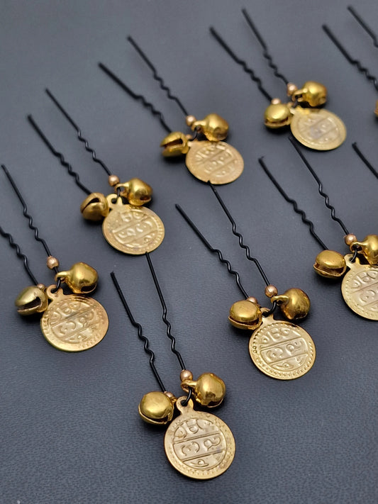 Golden Coin Dangle Hair Pin