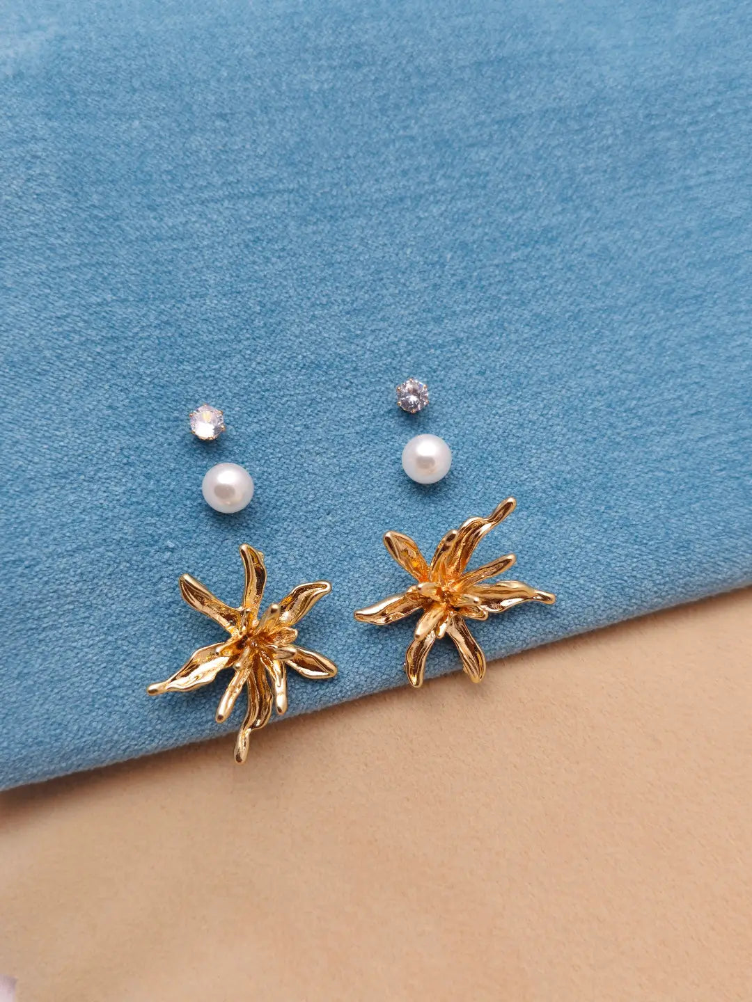 Celestial pearl Trio Earring Set