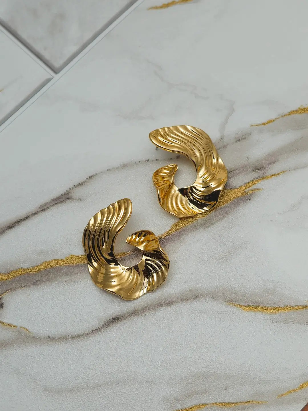 Golden Wave Earring