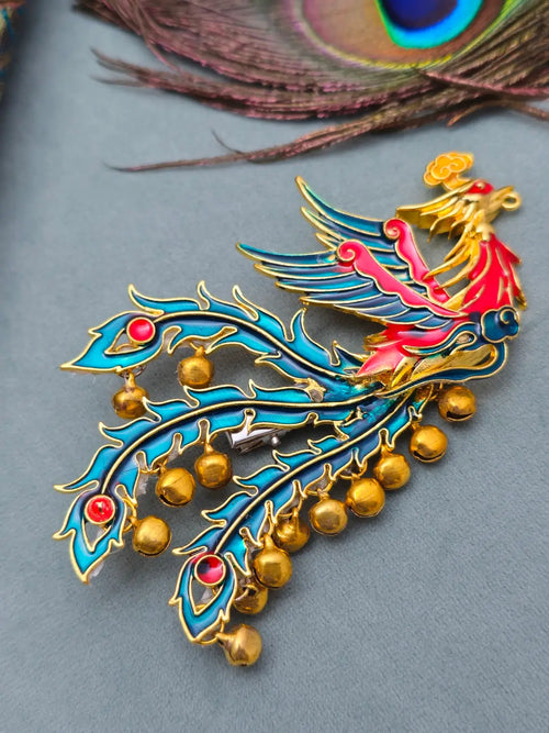 Peacock Fire Hair Clip