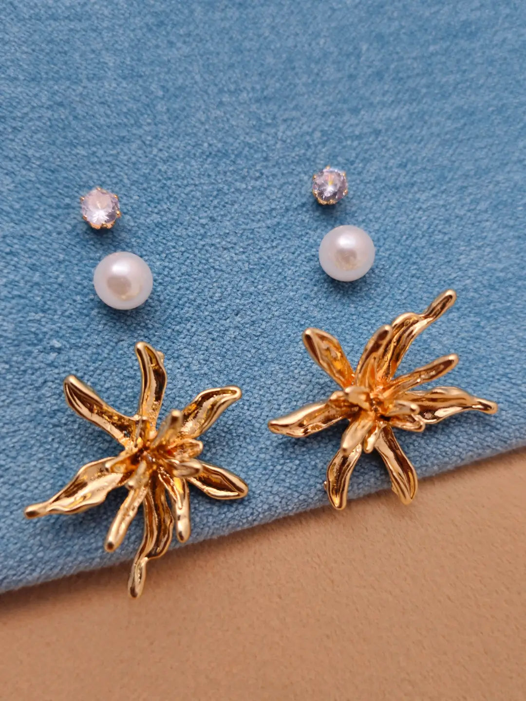 Celestial pearl Trio Earring Set