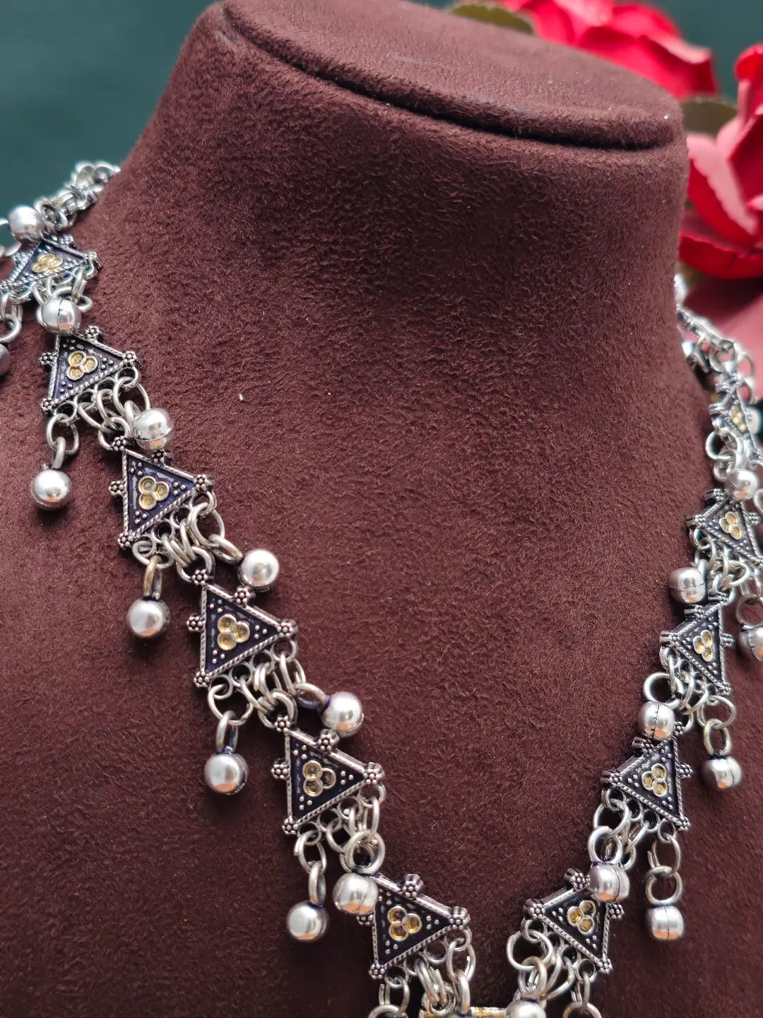 Lotus Pearl Oxidised long Set