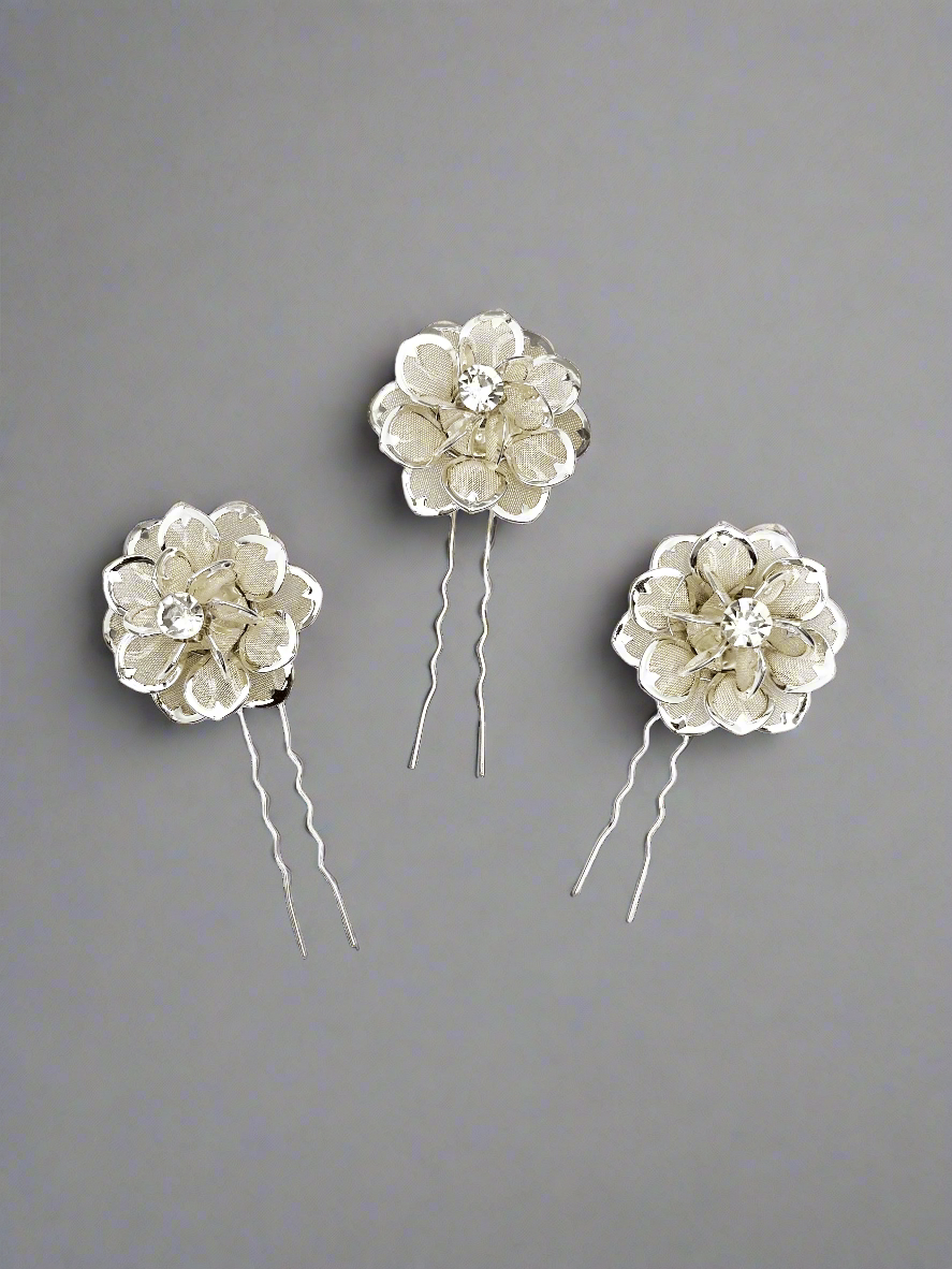 Silver Rose Hair Pin