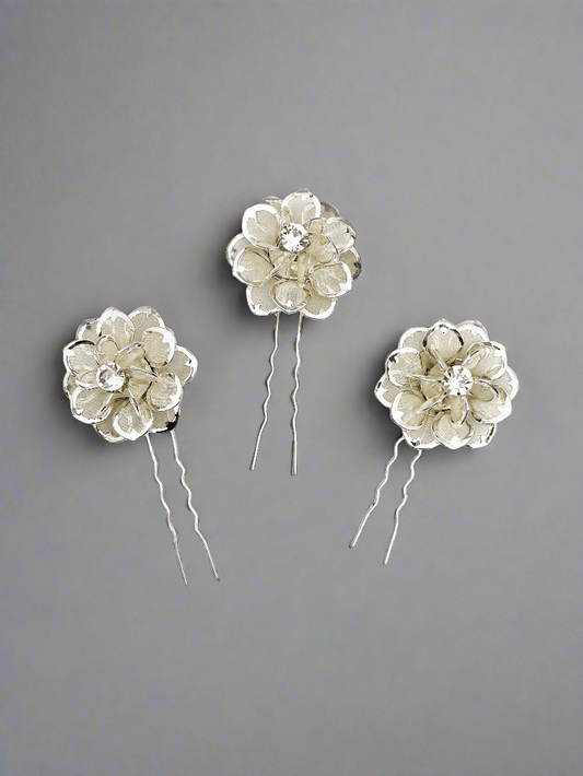 Silver Rose Hair Pin
