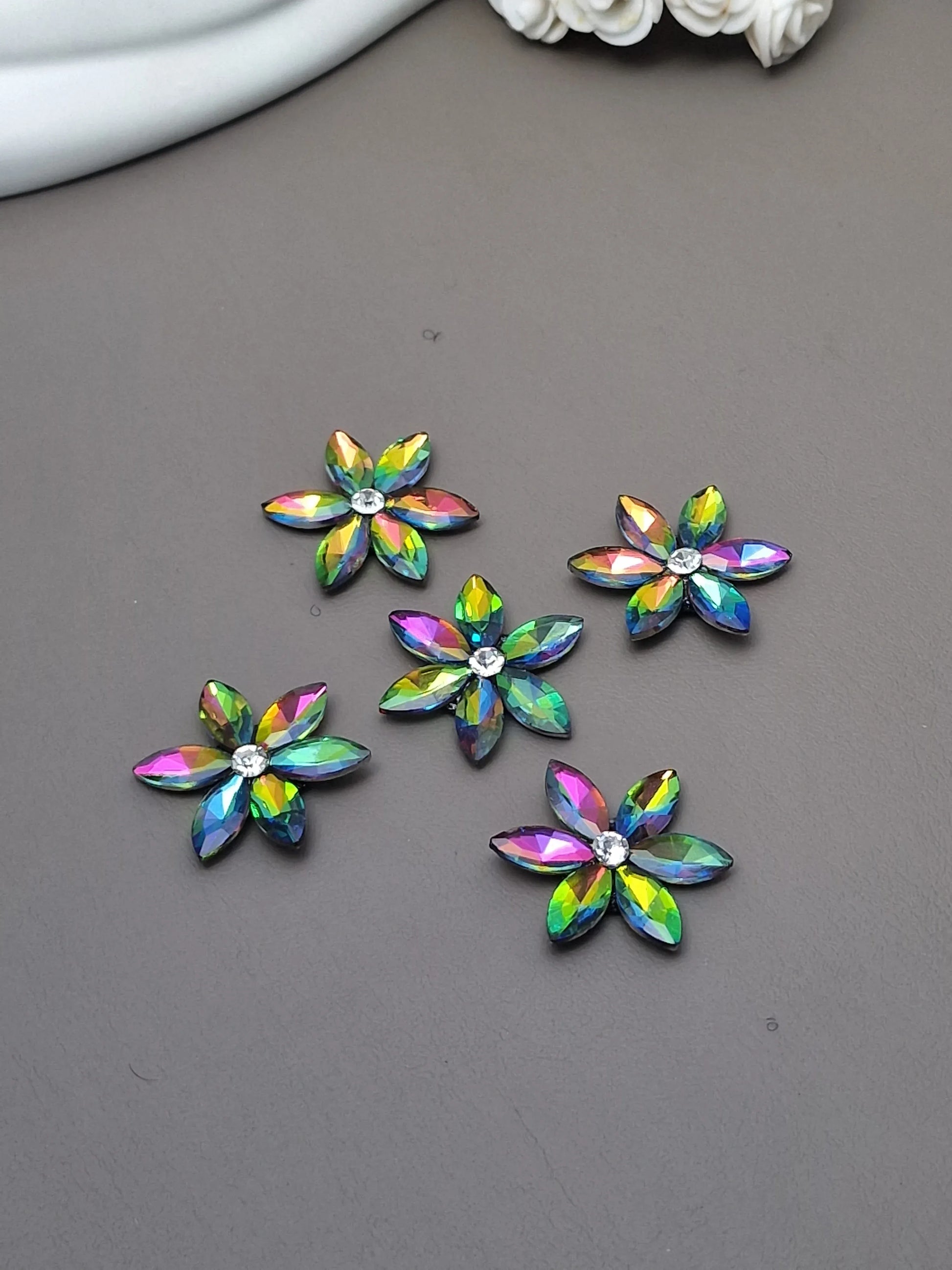 Iridescent Blossom Gems Hair Pin